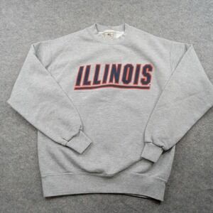 Illinois Fighting Illini Sweatshirt Mens Small Gray‎ NCAA Basketball Crewneck